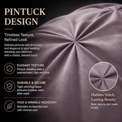 CozyLux Queen Comforter Set Dusty Purple, 7 Pieces Pintuck Bed in a Bag