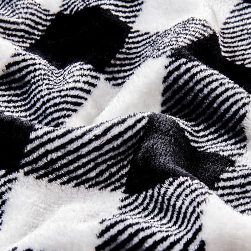 BEDELITE Plaid Flannel Sheet Set, Full Size, Black and White, 4 Pieces