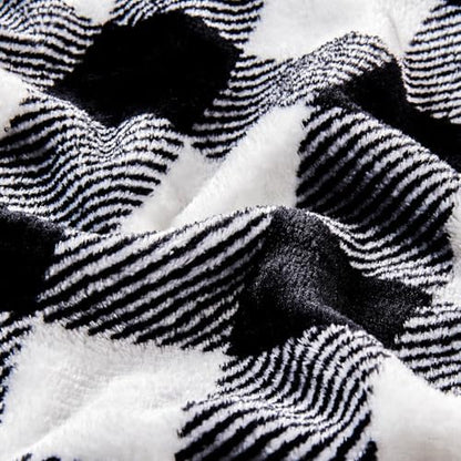 BEDELITE Plaid Flannel Sheet Set, Full Size, Black and White, 4 Pieces