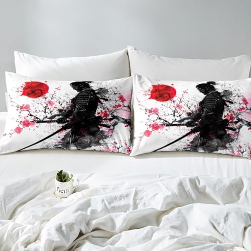 Feelyou Japanese Samurai Duvet Cover Twin Size Boys Girls Teens