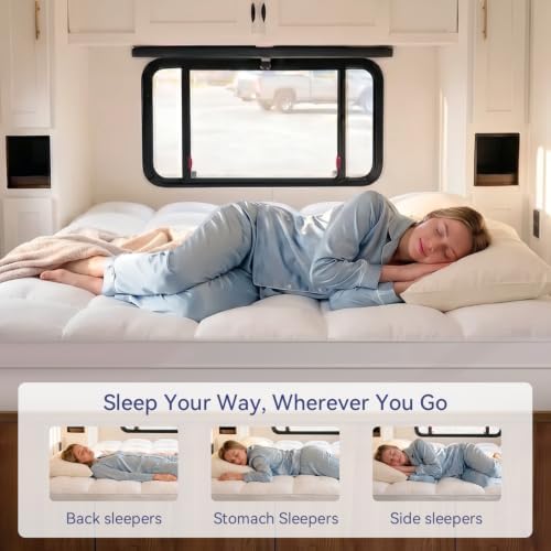 ELEMUSE RV Short Queen Mattress Topper, Thick Pillow Top Mattress Pad