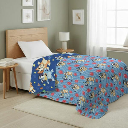 Northwest Bluey Goofing Around Quilted Throw Blanket – Official Cartoon Throw Blanket Featuring Bluey, for Adults Boys Girls Bed, Couch, or Playroom, 60 x 80 Inches