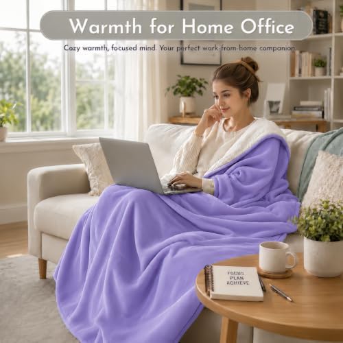 Electric Heated Blanket 84"x90" Queen Size, Light Purple