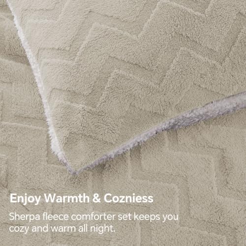 BEDELITE Fluffy Sherpa Twin Comforter Set,Taupe