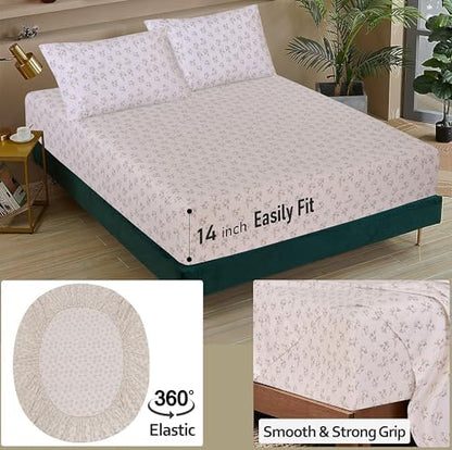 RUVANTI 100% Cotton California King Sheets, Percale Sheet Set, Twin Spring