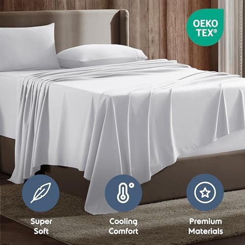 Nestl Full XL Sheet Set - Bed Sheets - White - 4-Piece Deep Pocket
