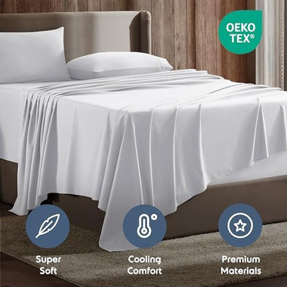 Nestl Queen Sheet Set - Bed Sheets - White - 4-Piece Deep Pocket
