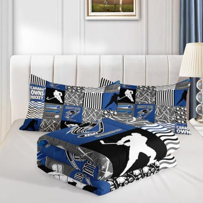 HOSIMA Teens Ice Hockey Comforter Sports Bedding Twin with 2 Pillowcases.