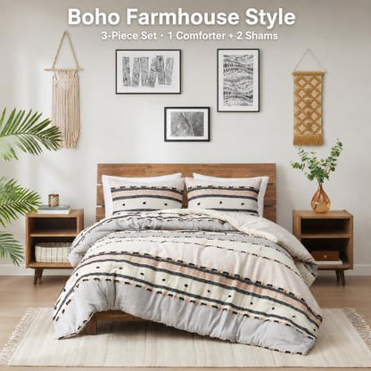 Hyde Lane Queen Comforter Set, Boho Tufted 3-Piece Bedding Sets, Desert