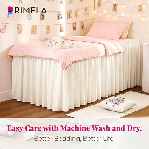 Dorm Room Bed Skirt Twin XL 36" Drop, College Split Corner Bedskirt, Ivory