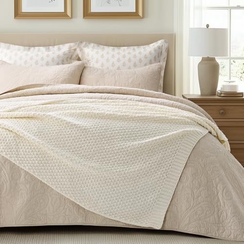 EVERGRACEHOME Chunky Chenille Knit Throw Blanket, 60 x 80, Ivory White