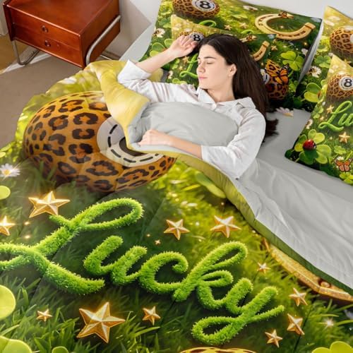 Y2K Lucky 8 Ball 7 Piece Comforter Set Twin Girly Fashion Leopard Bedding Set For Girls Room Decor,Preppy Cheetah Print Bed In A Bag With Sheets For Kids Teen Adults,Trendy Aesthetic Y2K Style Bed Set