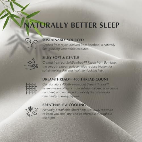 EverGrace 100% Rayon from Bamboo Duvet Cover Set, Queen Size, Frost Gray