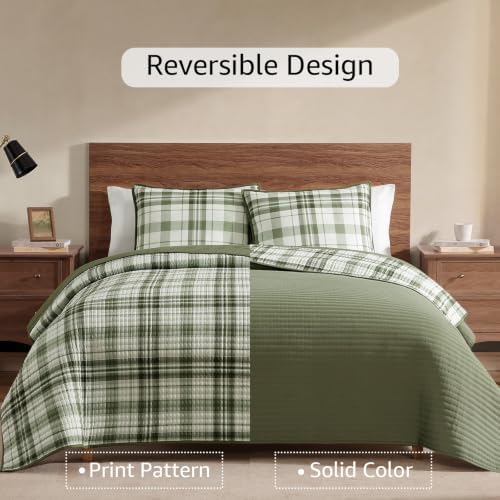 King Quilt-Lightweight Bedspread Plaid Quilt King Size Quilt Bedding Set