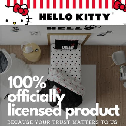 Hello Kitty Polka Dot Bedding Super Soft Microfiber 3 Piece Twin Sheet Set, (Officially Licensed Product) By Franco