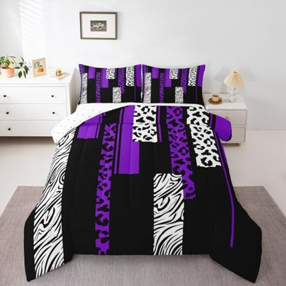 Feelyou Animal Print Leopard Zebra Comforter Set Queen Size Kids Boys