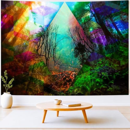 Delur Forest Tapestry Tree of Life Tropical Rainforest Tapestry Wall Hanging Colorful Nature Landscape Mystical Psychedelic Spiritual Headboard for Bedroom Living Room Home Decor (51.2" x 59.1")