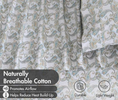 ZOYER 100% Cotton Sheets – Split King Size Percale Bedding, Cooling & Breathable, Durable with a Crisp, Soft & Comfortable Feel, 16" Deep Pocket, 5-Piece Set, Paisley Ornamental
