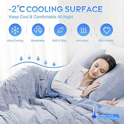CHOSHOME Cooling Comforter Cooling Blanket, Q-Max 0.45 Cool Sleeping Summer Blanket for Hot Sleeper Night Sweats, Twin XL 60" x 90", Blue