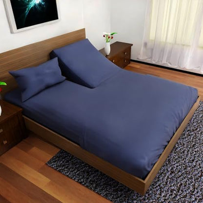 Top Split Flex Head California King Size Sheet Set - Egyptian Quality Ultra-Soft Bed Sheets - Double Brushed - Deep Pockets- Easy Fit - 4 Piece Set- Fade Resistant (Navy Blue)