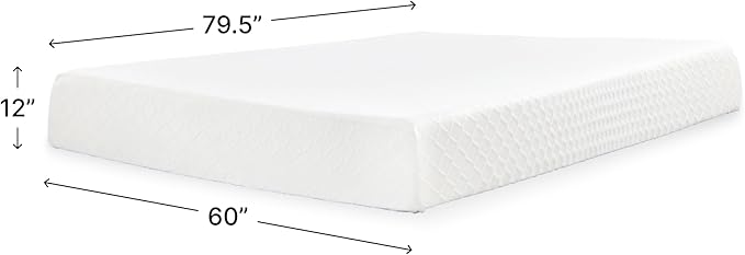 Signature Design by Ashley Chime 12 Memory Foam Mattress, Ultra Plush Contouring Support, Thick Memory Foam for Pressure Relief, Mattress in a Box, Queen Size