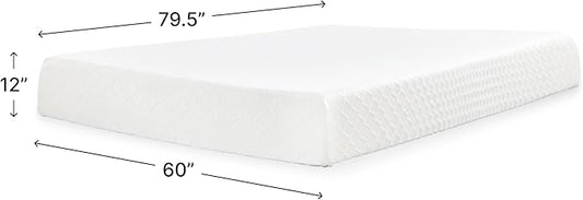Signature Design by Ashley Chime 12 Memory Foam Mattress, Ultra Plush Contouring Support, Thick Memory Foam for Pressure Relief, Mattress in a Box, Queen Size