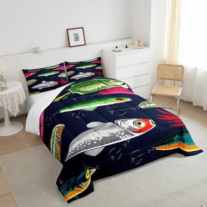 Feelyou Fishing Lure Bedding Set Twin Size for Children Teen Kids