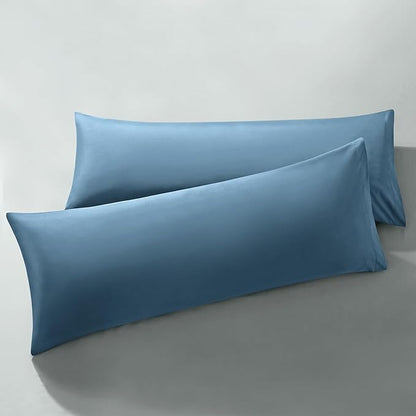 MILVOWOC 2Pcs Brushed Microfiber Body Pillowcases - 20 x 55 Inch, Slate Blue Pillow Case Set Non Slip Envelope Pillow Cover with Moisture Absorption and Anti-Wrinkle