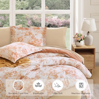 BLOOMHAVEN Queen Comforter Set-7 Pieces Autumn Floral Bed in a Bag Queen