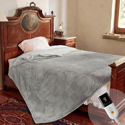 Texciting Heated Blanket Full Size,Electric Blanket,ETL Certified,Grey