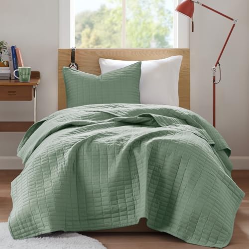 Comfort Spaces Kienna Twin Quilt Bedding Set 2 Piece, 66"x 90" Sage Green