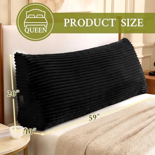Headboard Pillow Queen, Headboard Wedge Pillow, Black