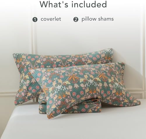Lady Ann Oversized King Quilt Set, Vibrant Paisley Flowers Pattern Plant Botanical Printed Quilted 3 PCS 118x106 Bedspread Set,Ultra Soft 100% Cotton Coverlet with Pillow Shams,