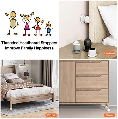 Stick on Headboard Wall Potector 1.6-2.6 inches Adjustable -White 2 Pcs