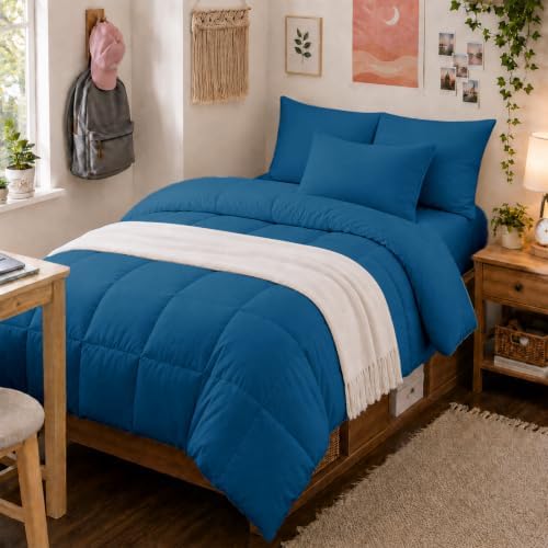Anluoer Twin Comforter Set, 5 Piece Bed in a Bag Twin Bedding Sets