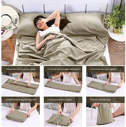 Sleeping Bag Liner, Lightweight Portable, Soft Travel and Camping Sheet, with Compact and Carry Bag, for Travel, Hotel