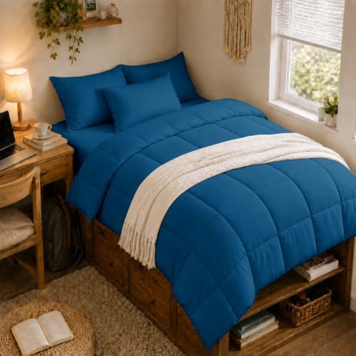 Anluoer Twin Comforter Set, 5 Piece Bed in a Bag Twin Bedding Sets