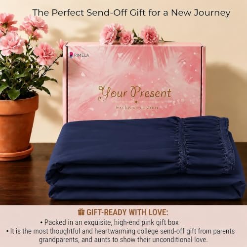 Dorm Room Bed Skirt Twin XL 32" Drop, College Split Corner Bedskirt, Navy