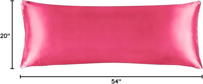 BEDELITE Satin Body Pillow Cover, Super Soft and Cooling Body Pillow Pillowcase for Hair and Skin, Breathable Silky Full Long Pillowcase Cover(20"x54", Hot Pink)