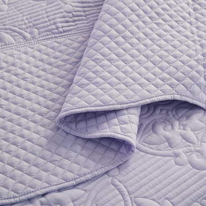 EVENHUG Oversized King Bedspreads California King Quilt Set with Pillow Shams Extra Wide Large King Size Quilts Lightweight Coverlet Bedding Sets Purple 120"x128"