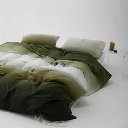 Houseri Gradient Army Green White Comforter Set California King, 3 Piece Dark Olive Green Bedding Cal King Size Luxury Light Green Ombre Dizzying Bed Sets Men Women Forest Green Quilt Blanket Cal King