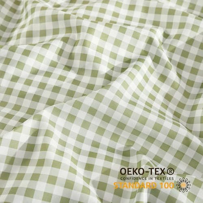 Andency Sage Gingham Duvet Cover King, Green Checkered Plaid Bedding Set