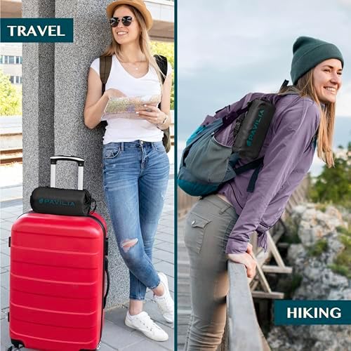 PAVILIA Travel Blanket Airplane Compact with Bag Lightweight, Black