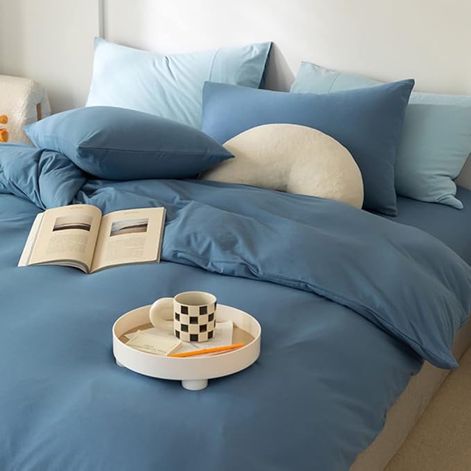 CLOTHKNOW Lake Blue Queen Comforter Set Blue Bedding Sets Soft Girls Women Comforter Queen with 2 x Pillow Cases