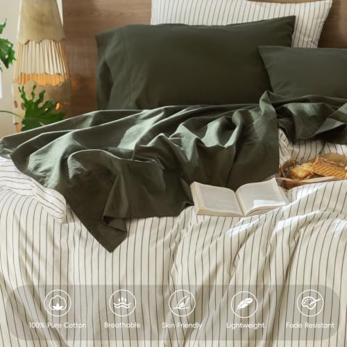 MooMee Sheet Set 100% Washed Cotton Linen-Like Extra Deep Pocket King