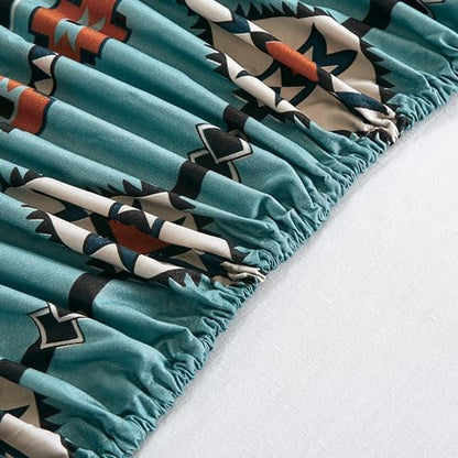 Chezmoi Collection 4-Piece Southwestern Cowboy Rodeo Sheet Set Queen Size - Multicolor Blue Brown Beige Clay Printed Brushed Microfiber Lightweight Breathable Deep Pocket Bed Sheets