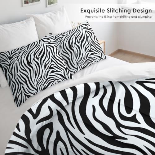 Pamnest Queen Comforter Set, 3 Pieces Zebra Animal Bedding, All Season