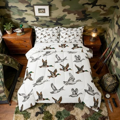 Feelyou Duck Hunter Comforter Set Full Size for Kids Boys Girls Bedding Set