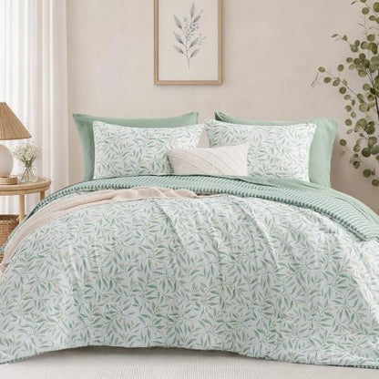 Monbix King Comforter Set-7 Pieces Floral Bed in a Bag King Bedding Sets