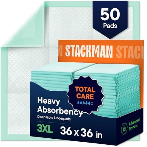 Chucks Pads Disposable - 36x36 Underpads [50-Pack] Incontinence Chux Pads